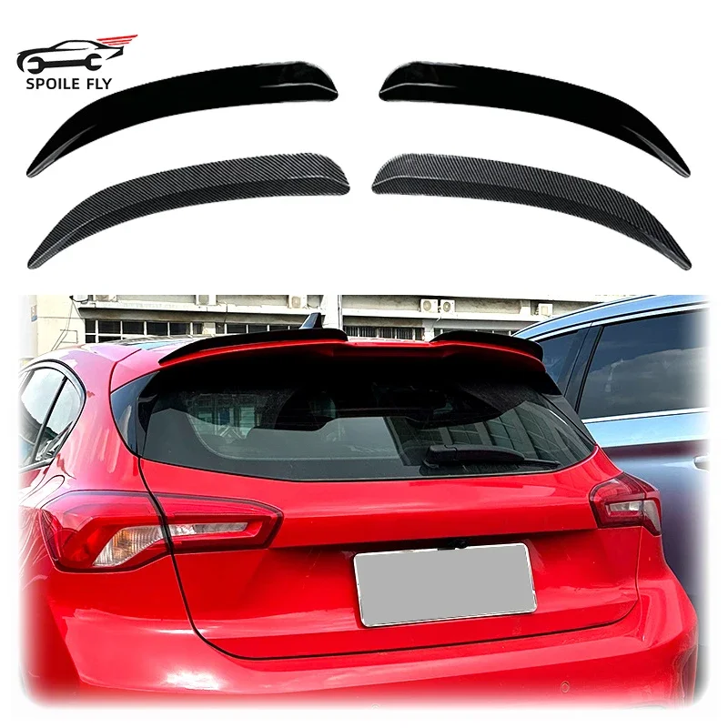 2x 2019 To Up For Ford Focus ST Line Hatchback Wings Spoilers Lip Rear Trunk Roof Wing By ABS Gloss Black Carbon Fiber Body Kit