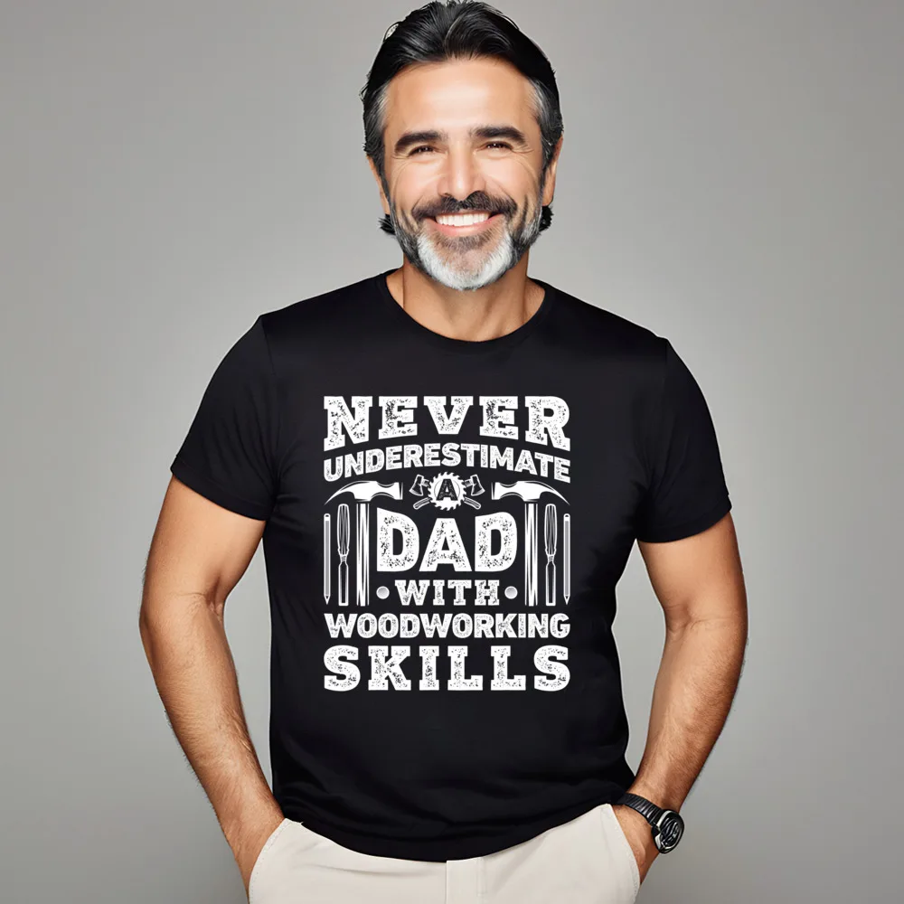 

100% Cotton Mens Short Sleeve Never Understimate A Dad With Tshirts Normal Tops Tees Latest Family O Neck Tops Shirts