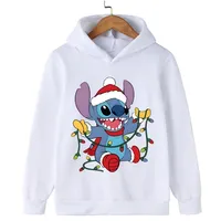 Disney Stitch Christmas Harajuku Print Children's Sweatshirt Outdoor Comfortable Sports Hoodies Boys Girls Casual Fashion Pullov