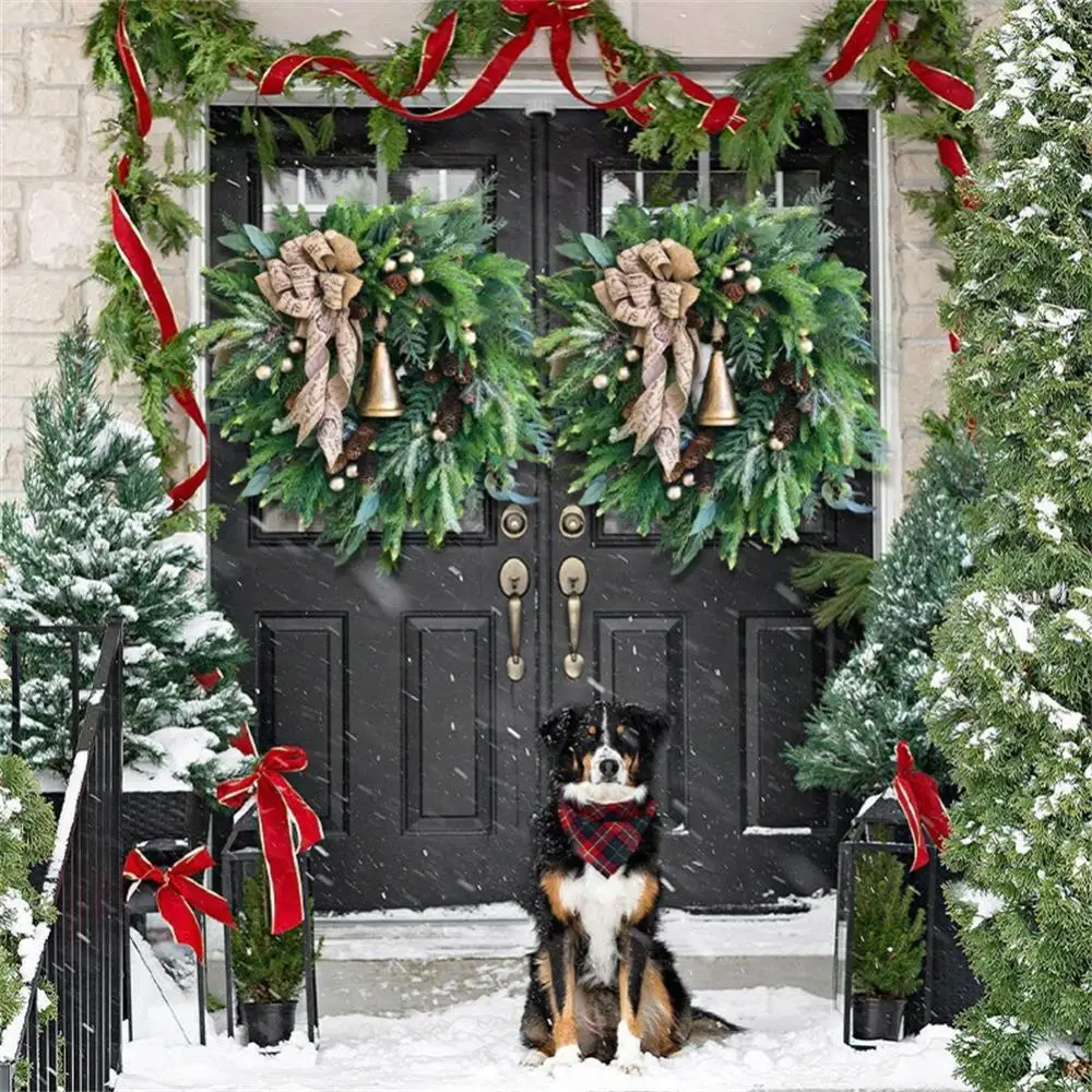 Christmas Wreath with Christmas Pine Cone Pine Needle Merry Christmas Garlands Decorations Ornaments Noel New Year 2024 Navidad