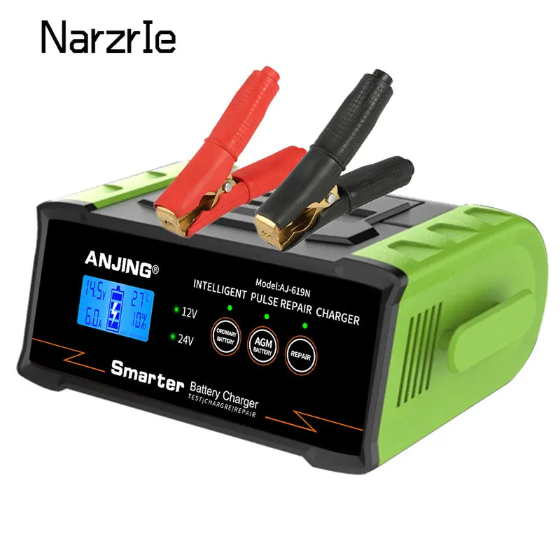 차량용 스마트 자동 배터리 충전기, 12V, 24V, 300W, 400W, 3 단계 충전, 납산 건수 AGM 배터리 펄스 수리