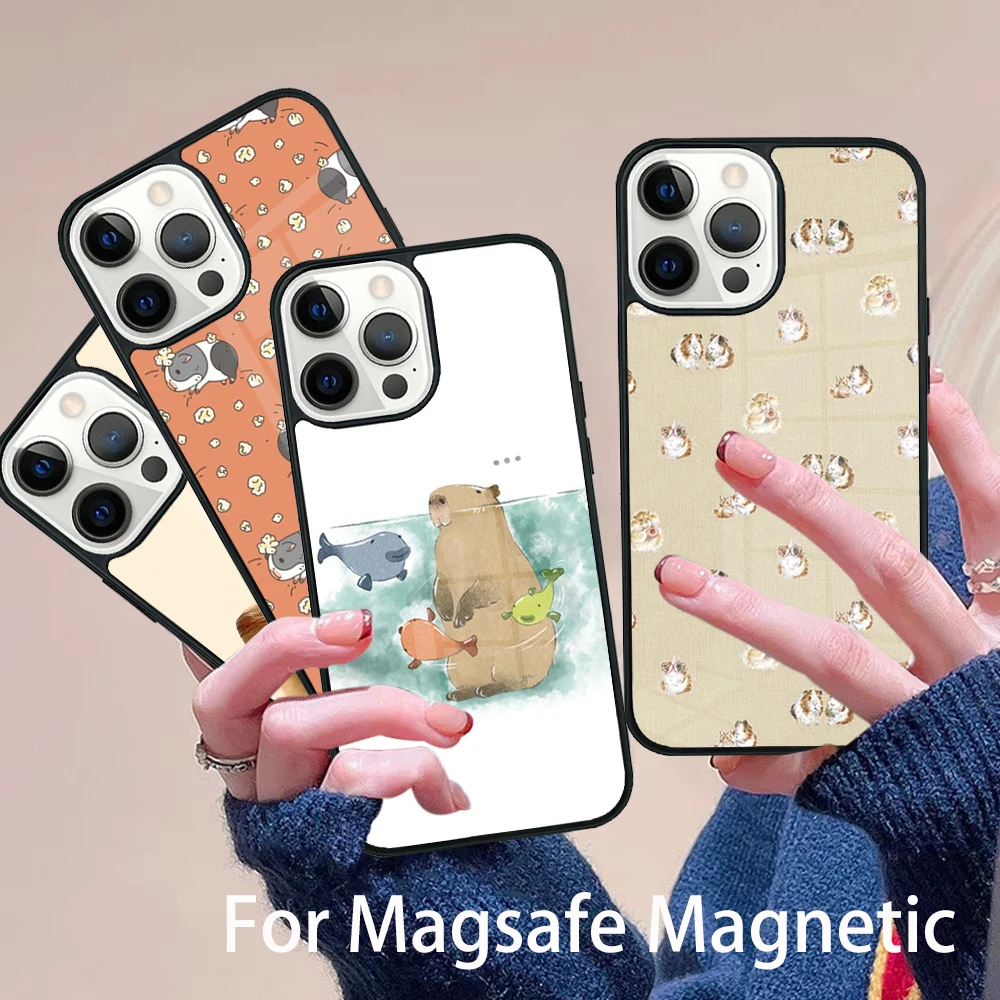 

Guinea Pig Phone Case Magesafe Magnetic Wireless Charge Cover For IPhone 16 11 12 13 14 15 Pro Max Plus Mini