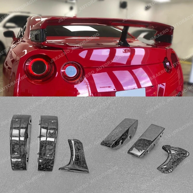 

For Nissan GTR R35 Forged Carbon Look Rear Spoiler Raise Lifter Block Stents car Bodykits