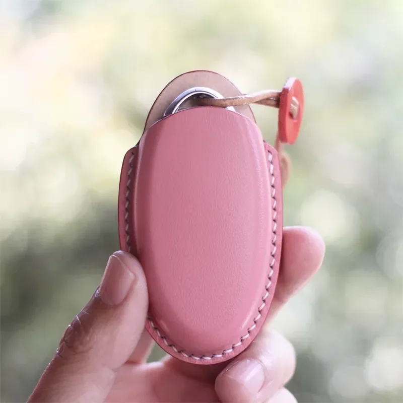 for Nissan Xuanyi Teana Qijun Key Case Vegetable Tanned Leather Handmade Car Remote Fob Cover Protective Shell