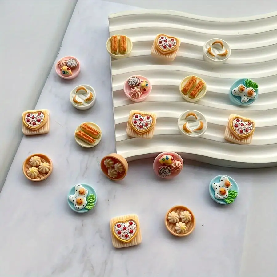 10 piezas de dijes en miniatura de postres, colgantes de resina con temática de comida, ideales para la creación de joyería DIY, accesorios para llaveros y decoración de escritorio