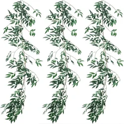 5.7FT Artificial Willow Leaf Rattan Simulation Branch Willow Plant Green Leaf Wedding Home Outdoor Wedding Party Decora Garland