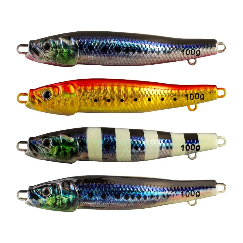 Lot de 6 leurres de pêche en métal 40 g/60 g/80 g/100 g/150 g/200 g