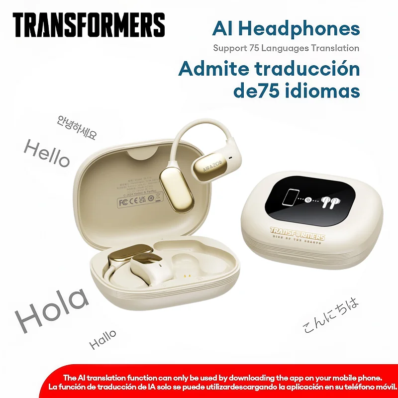 Transformers TF-T78 AI Translator Wireless Bluetooth Headphone Real Time Translation Headset Smart Touch Screen Display Earphone