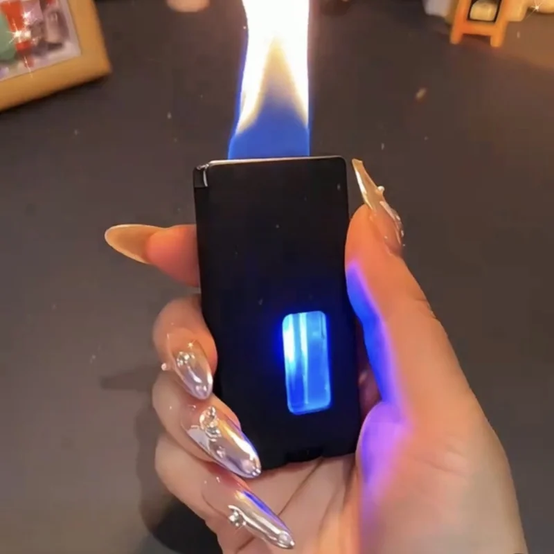Metal Ultra Wide Open Flame Gas Lighter Can Be Shaken with Gravity Sensing Ignition Personalized Portable Unusual Lighter Gift