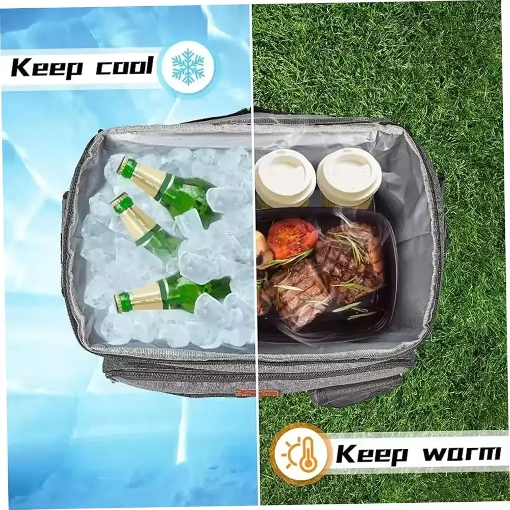 Portable 35L Waterproof Rolling Cooler with Wheels for Camping and Shopping view 4