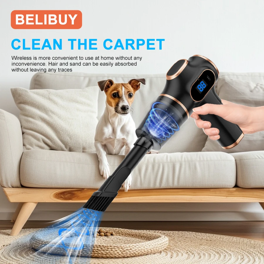 BELIBUY Car Vacuum Cleaner Home Appliance With Display Screen Mini Vacuum Cleaner Household Carpet Cleaner Cleaning Machine