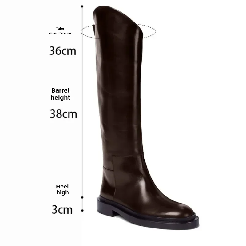 2024 Women's Autumn/Winter Irregular Straight Leather Knight Boots European and American Fashion Knee Length Motorcycle Boots