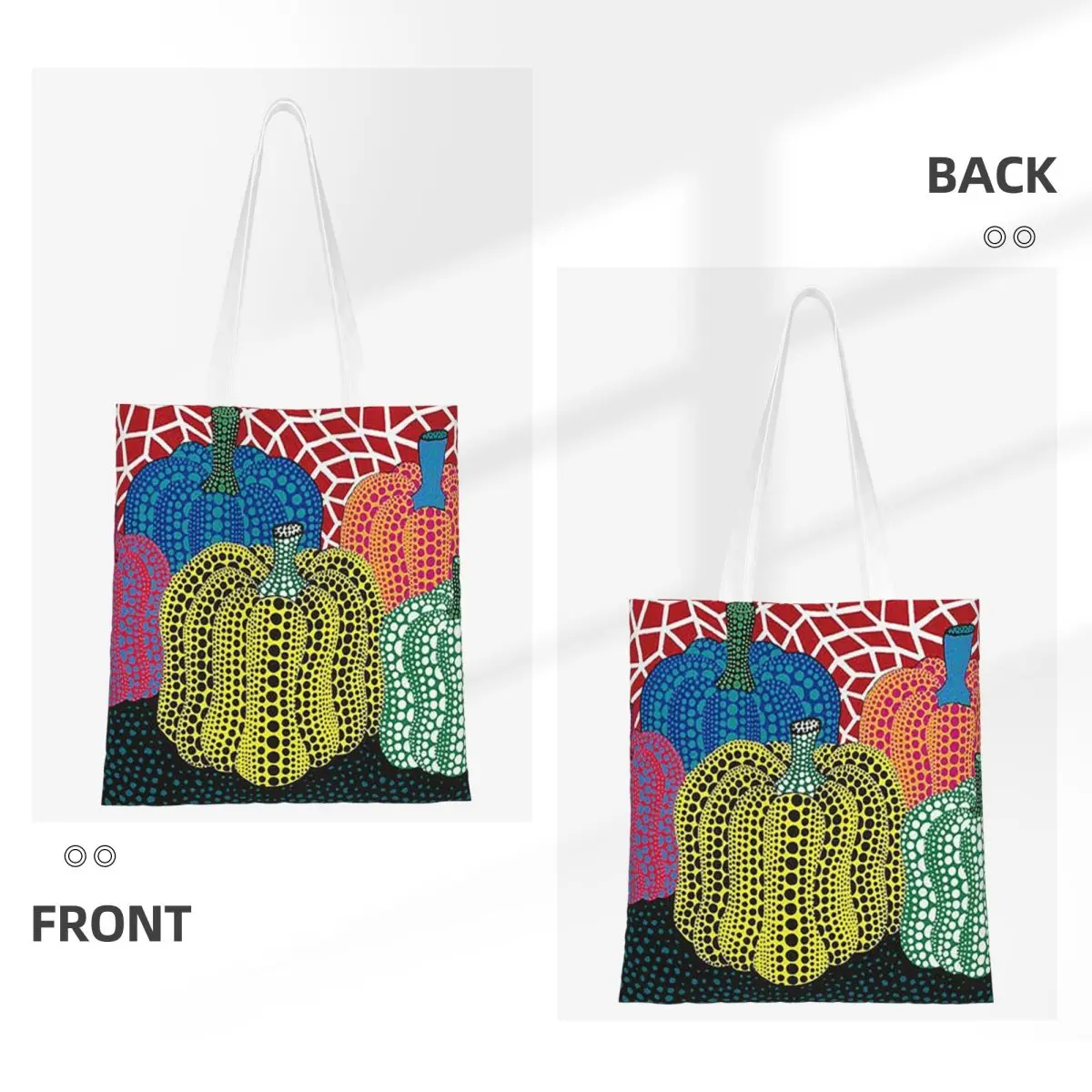 Yayoi Kusama Polka Pumpkin Shopping Bags Reusable Canvas The Tote Bag Girls Shoulder Tote Travel Handbag