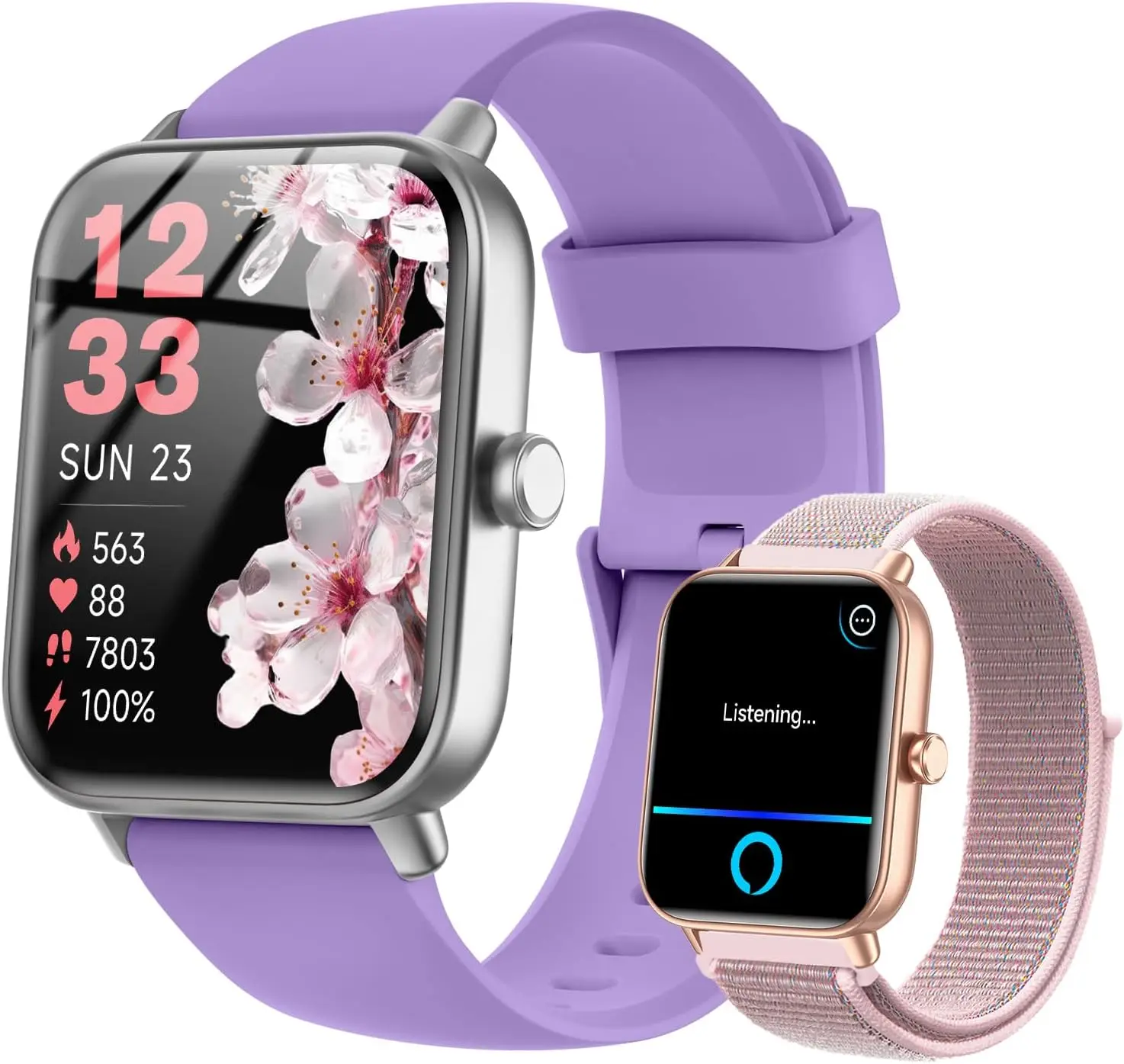 

Smart Watch for Android & iPhone, Alexa Built-in, 1.8" Fitness Tracker with Heart Rate Monitor, IP68 Waterproof, Purple