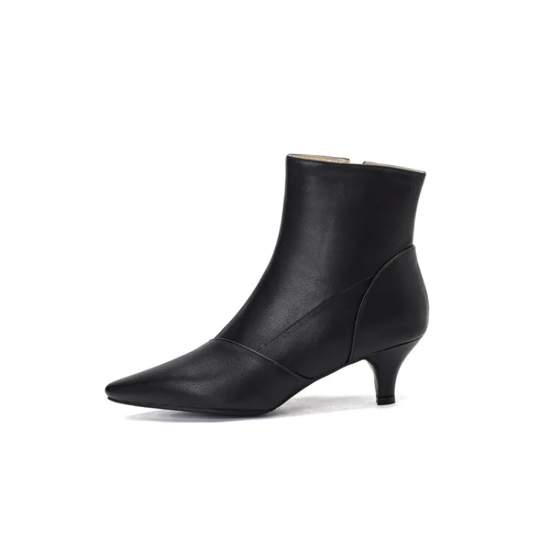 High 5.5 Cm Head Fashion High-heeled Shoes European American Women's Sexy Black  Length Boots Sizes 32-48 Ankle Boots for Women