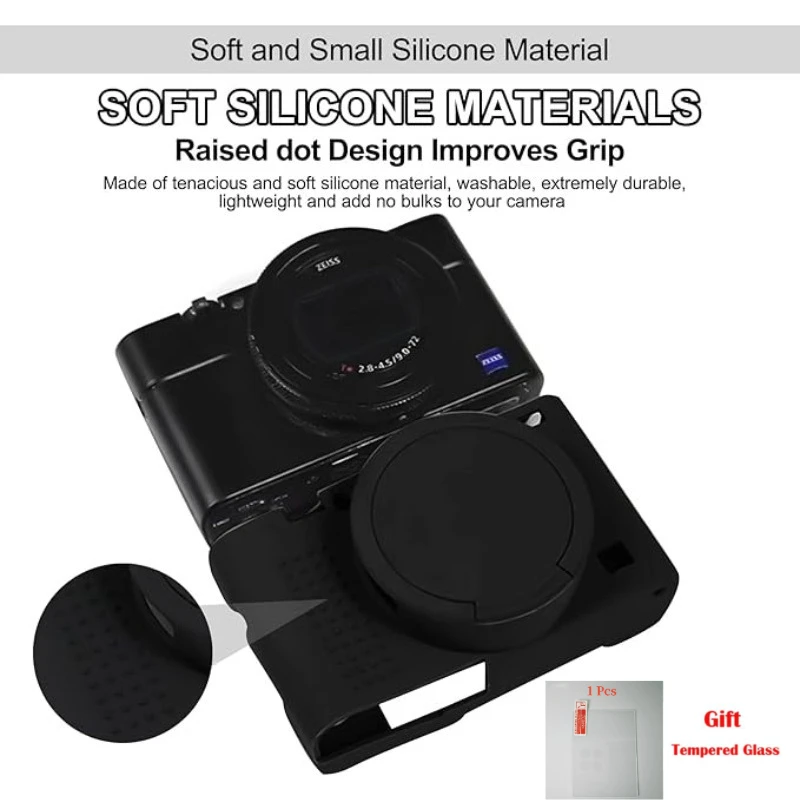 

Accessory Silicone Cover Skin Case , For Sony RX100 VII Protector Camera Bag RX100M7 Camera Bag + free tempered film