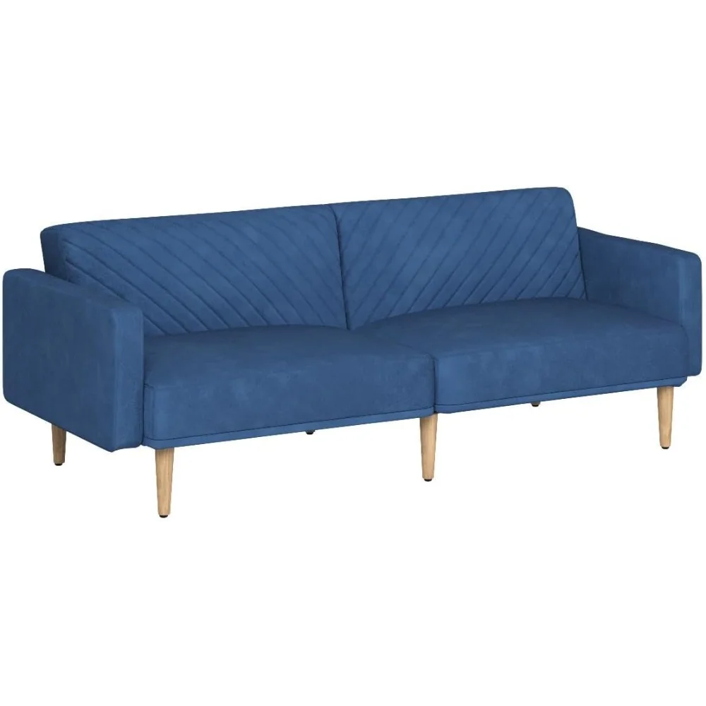 

Small Sofa, Sleeper Sofa, Loveseat, Mid Century Modern Futon Couch, Sofa Cama, Couches for Living Room (Classic Blue Velvet)