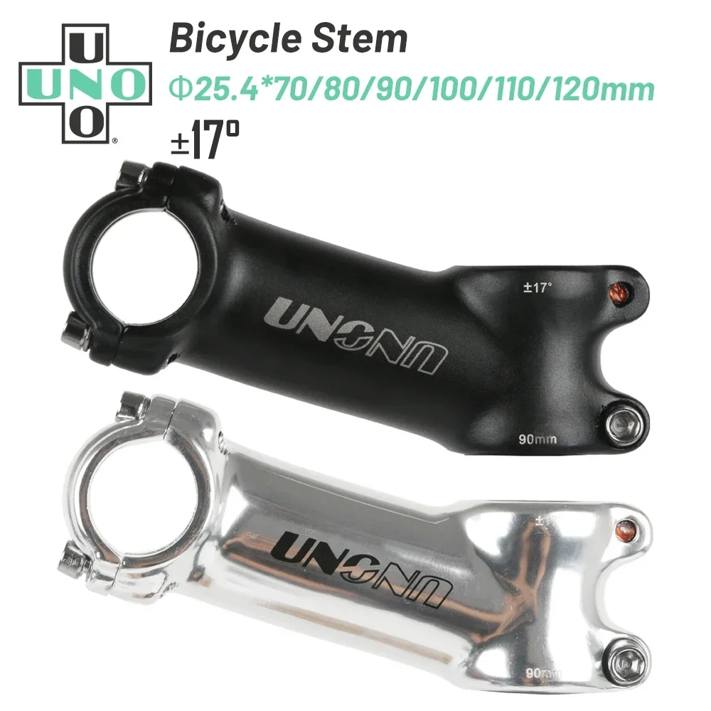 UNO Ultralight 17 Degree Bike Stem 25.4mm 70-120mm Bicycle Handlebar Stem MTB Power Parts Mountain Road Matte Black/silver Stem