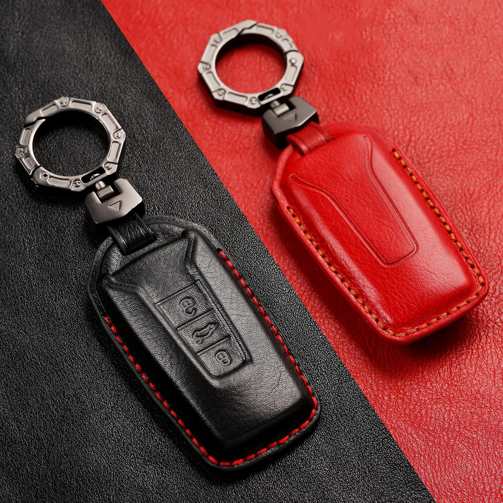 Genuine Leather Car Remote Key fob Case Cover for Volkswagen Touareg 2018 2019 2020  Fob Key Car-Styling