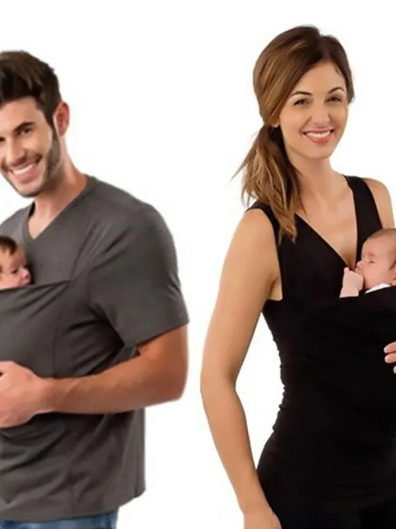 

Футболка Kangaroo Daddy ort Sve для женщин, дышащая, удобная, из полиэстера, повседневная, для мам и малышей, топ