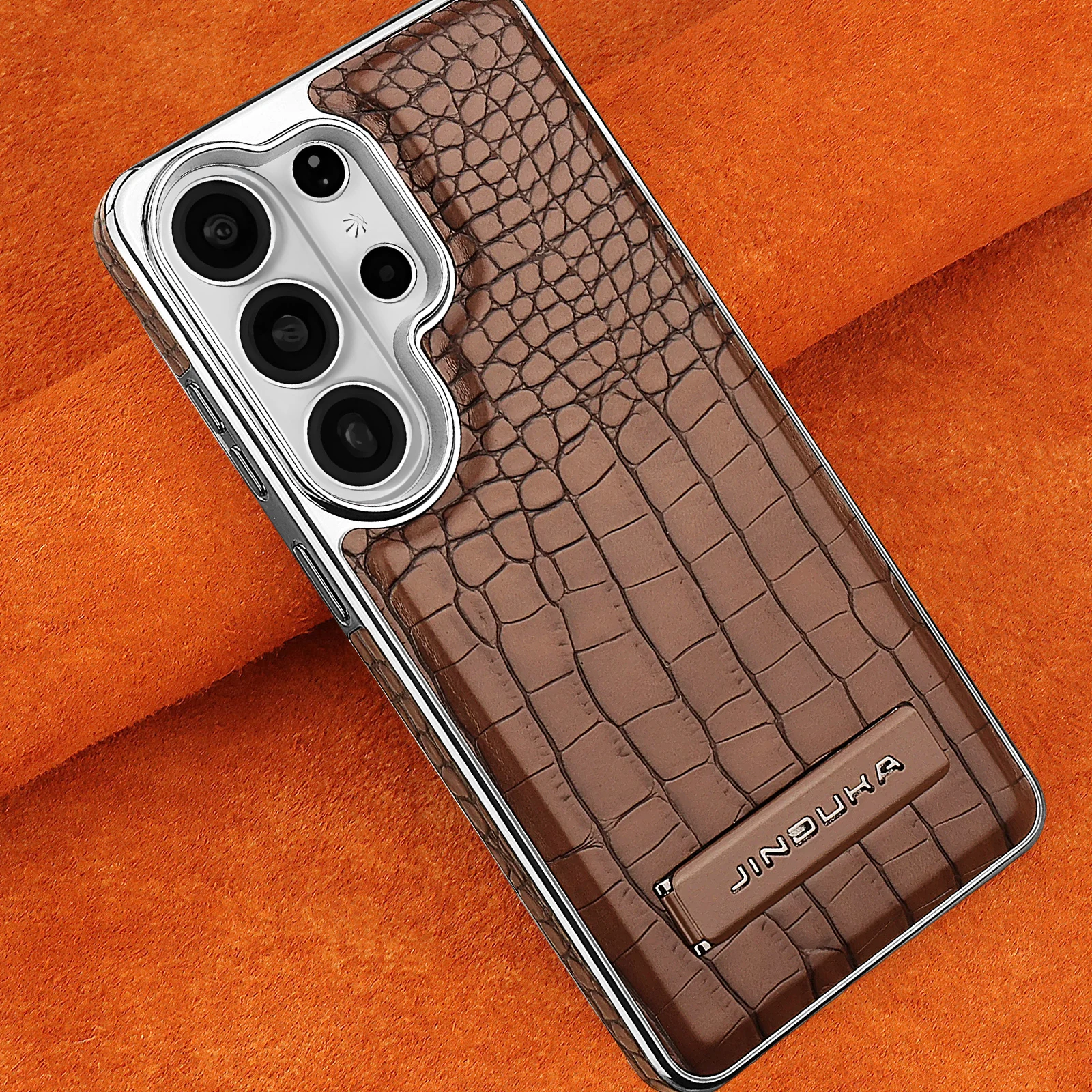 

3D Crocodile Texture Magnetic Leather Case for Samsung Galaxy S26 Ultra S25+ plus S24 Bracket Holder Kickstand Plating Frame