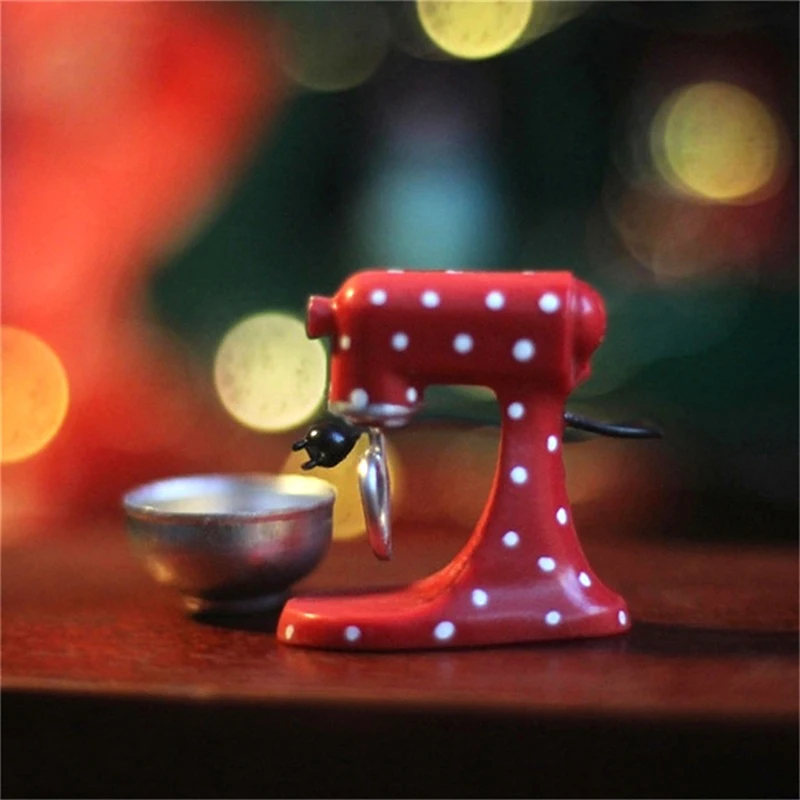 1:12 Dollhouse Miniatuur Simulatie Kerst Rode Mixer Blender Model Kerst Scène Ornament Keuken Decor Speelgoed