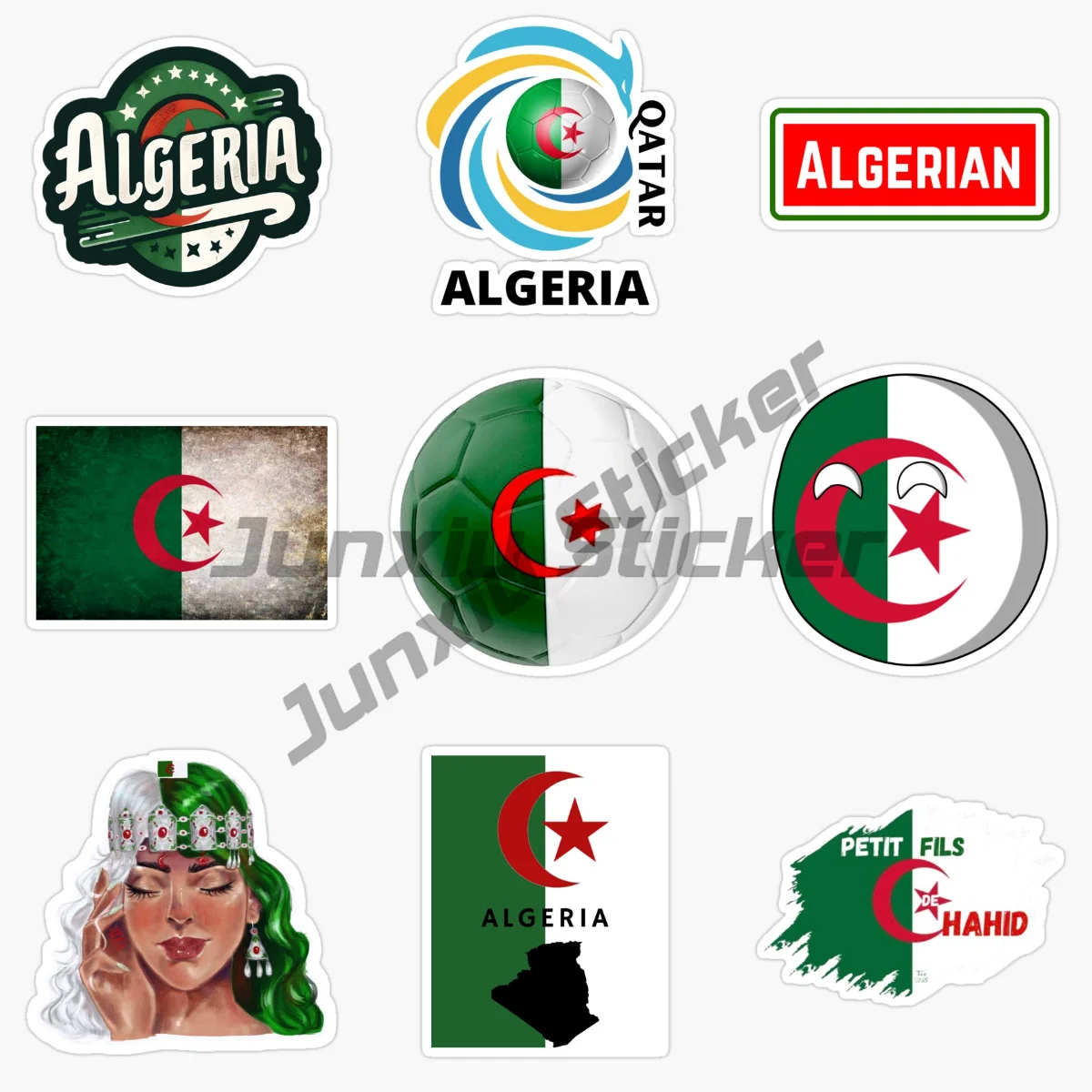 

ALGERIA Map National Flag and Emblem Vinyl Self-adhesive Car Sticker Window Motorcycle Helmet Decal PVC DIY