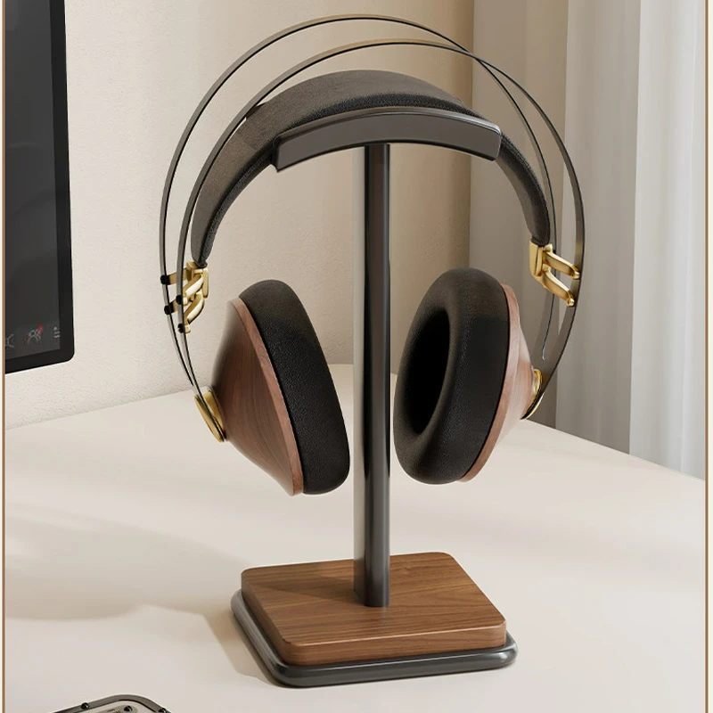Universal Headphones Stand Real Wood+Metal Gaming Headset Hanger Bracket Desktop Display Shelf for Airpods Max Space Saving