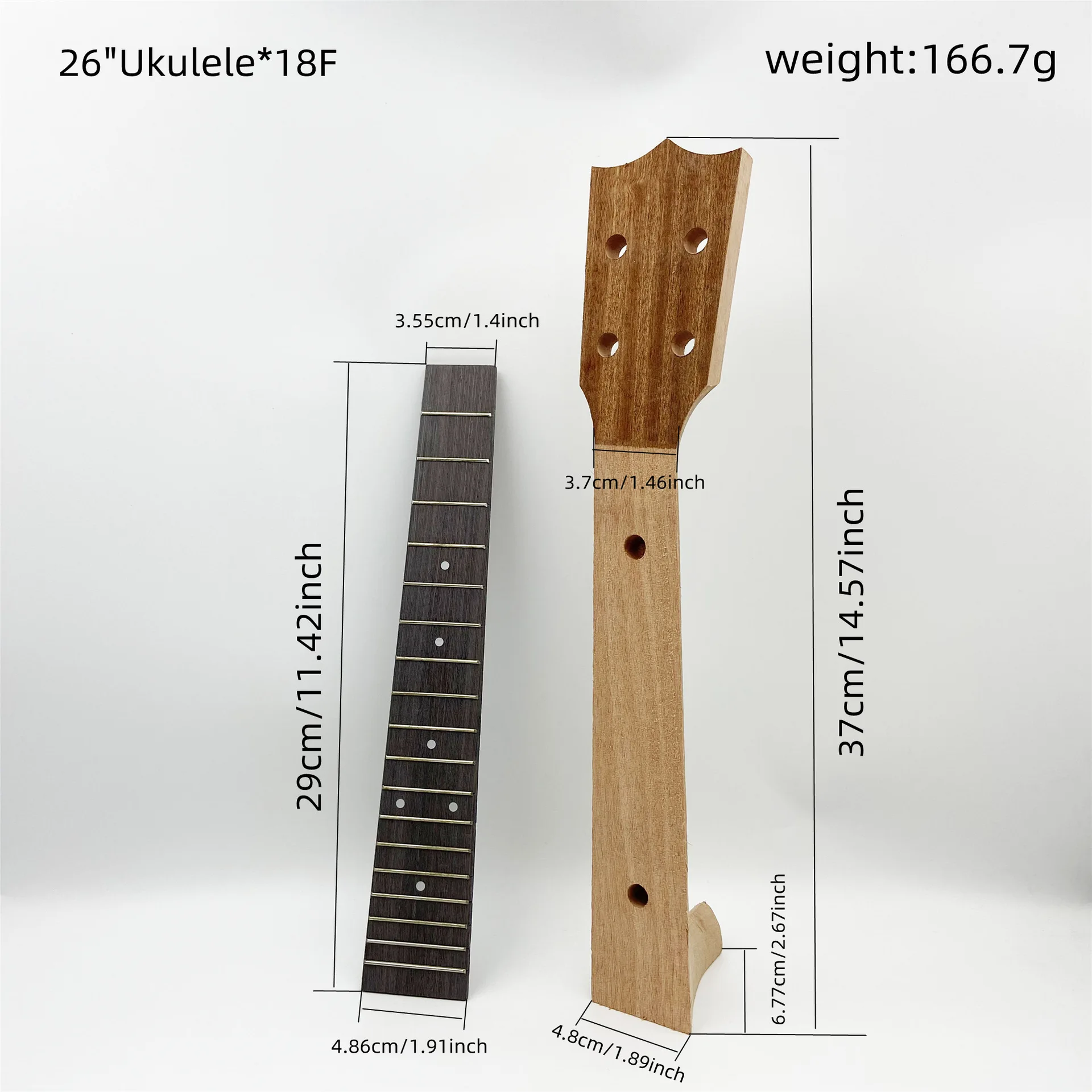 DIY Ukulele Neck Kit 21" 23" 26" Okoume Neck Rosewood Fingerboard 12-18 Frets Unfinished Uke Neck Tuning Peg Holes - view 5