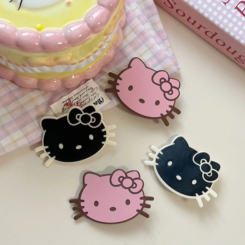 Y2K Hello Kitty-Pince à cheveux Kawaii KT Cat, épingle à cheveux mignonne, pince à bec de canard de dessin animé doux, pinces à frange latérale, accessoires pour cheveux Girly