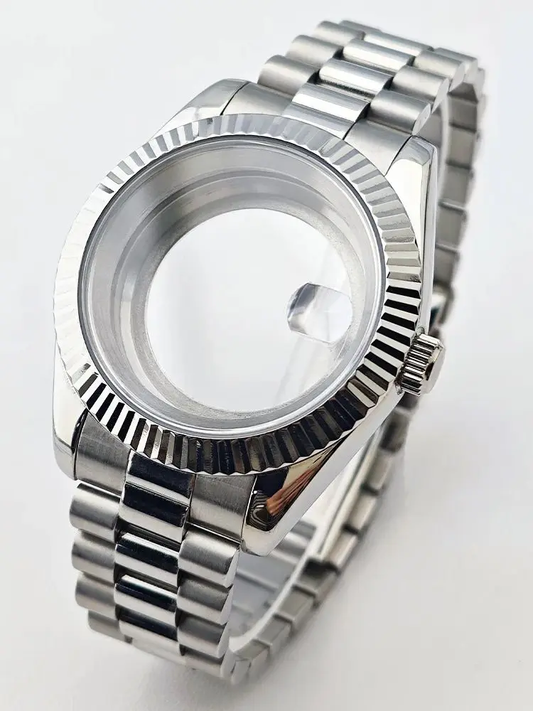 Szkło szafirowe 40mm do męskiej koperty zegarka pasujące do mechanizmu Miyota 8215 8285 DG2813, wodoszczelna koperta Jub President ze stali nierdzewnej, tarcza 31mm. — 2