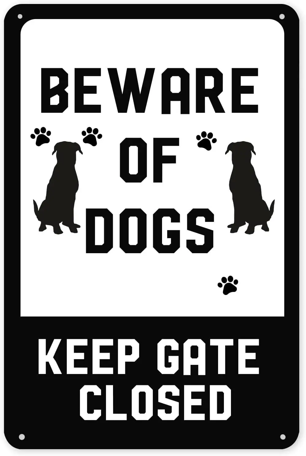 Beware of Dogs Keep Gate Closed Funny Metal Tin Sign Warning Sign for Fence Lawn Garden Yard 16X12 Inch