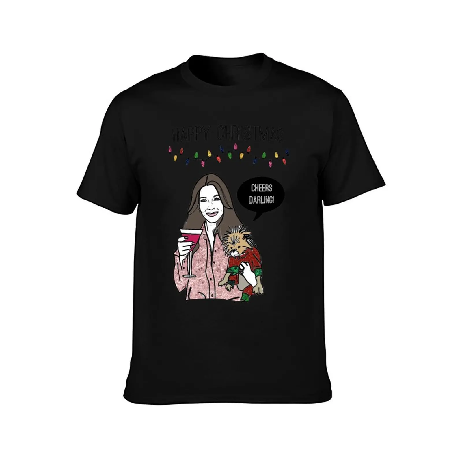 Festive Cheers Darling T-Shirt Summer Casual Cotton Tee Oversized Streetwear Tops Vintage Graphic Print Unisex Men Women