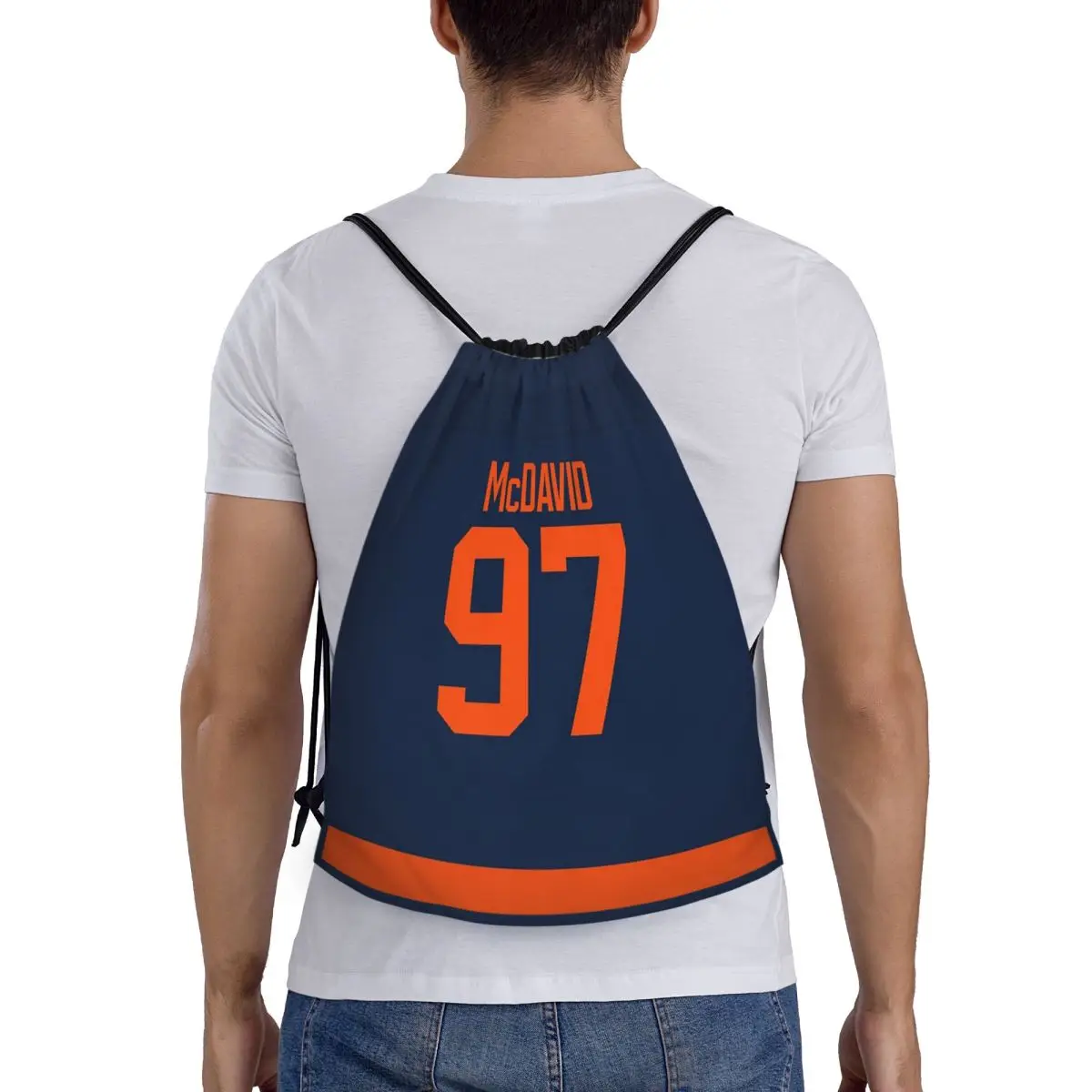 

Edmonton Oilers Connor McDavid Alternate Jersey Back Backpacks Multi-function Drawstring Bundle Pocket Sports Bag Book Bags