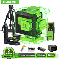 Huepar 904DG 16 Lines Green Laser Level 4D Self-Leveling Cross Line Laser Level Kit with Remote,Detector,Tripod for Construction