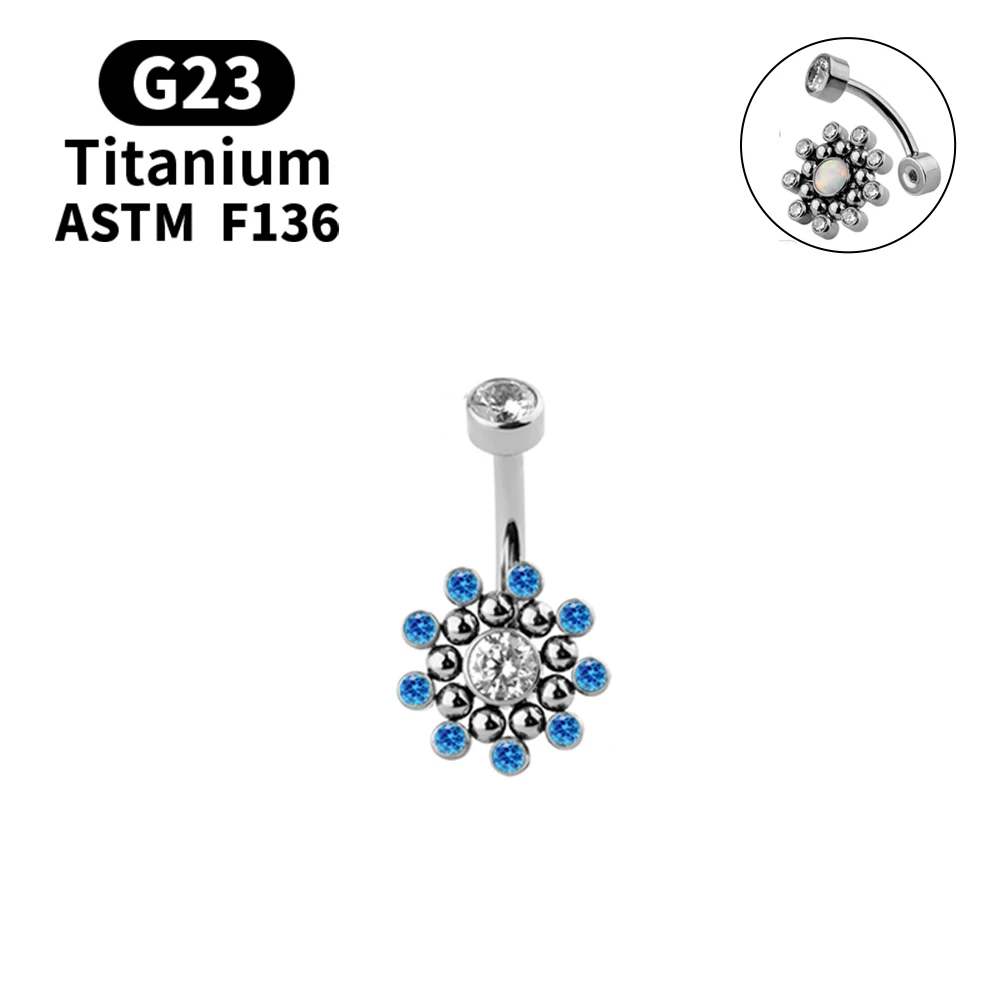 G23 Titanium Belly Button Ring Ingelegd Cz Opaal Multicolor Belly Button Geperforeerde Lichaam Sieraden Mode Trendy Sieraden