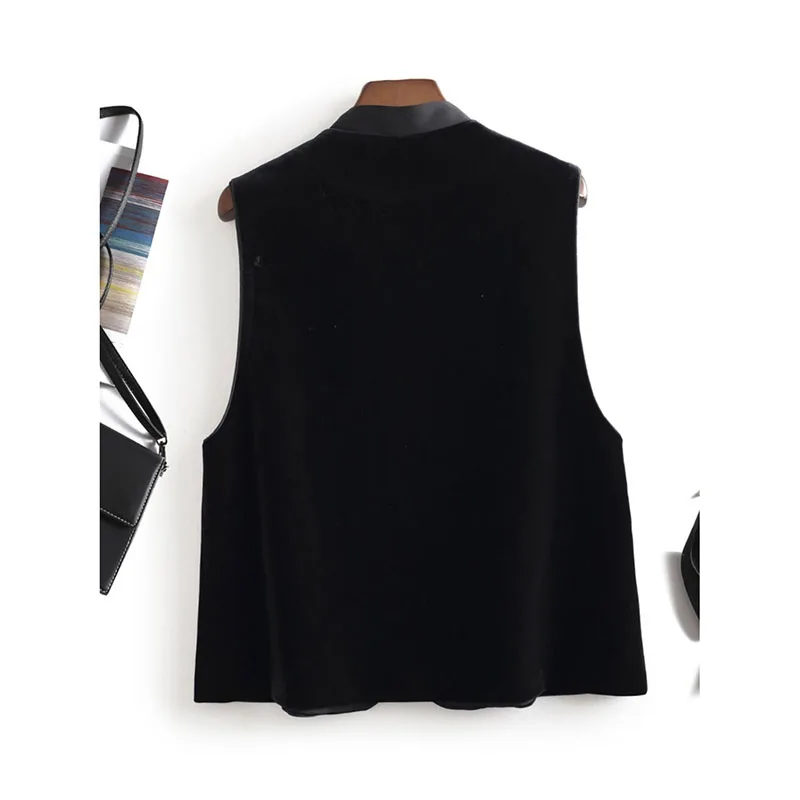 Women's Vest Fashion Vest Female Spring And Summer National Style Retro Chinese V-neck Buttonless Velvet Sleeveless Vest Coat