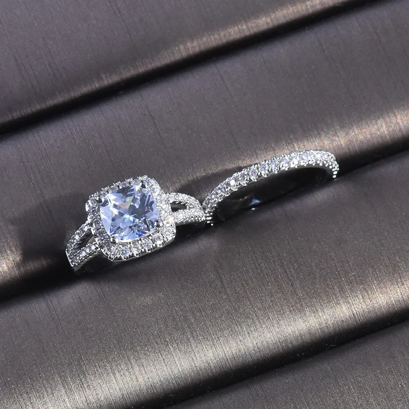 Anillo Vintage de 2 quilates con diamantes de corte IF blanco para Mujer, joyería, Anillos Bizuteria, bisutería para Mujer, Anillos brillantes para Mujer, Anillos de boda