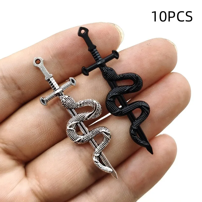 10 шт. новая мода ретро змеиный меч кулон аксессуары DIY змеиный меч сплав ювелирные аксессуары