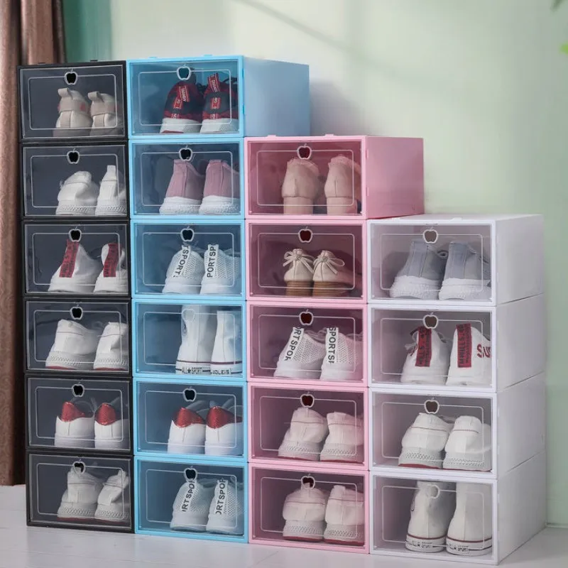 

1PCS Fold Plastic Shoes Case Plastic Shoe Boxes Thickened Transparent Drawer Case Stackable Organizer Box