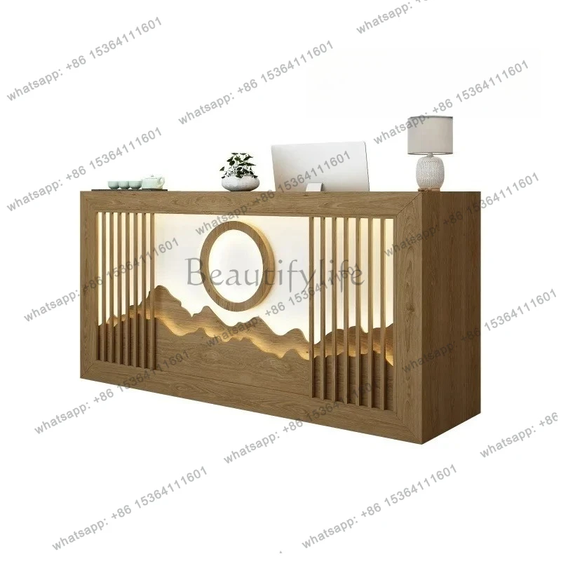 New Chinese log color checkout page Front desk Caier health center Yoga studio Simple restaurant Hotel counter