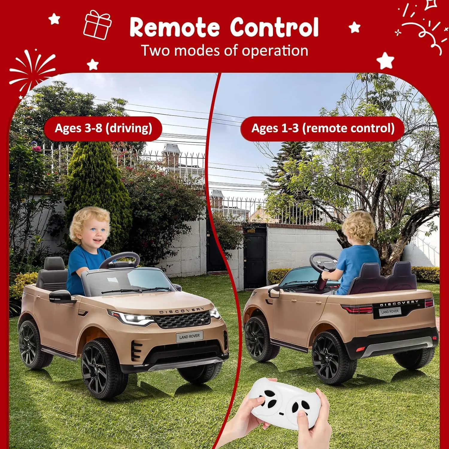 Coche eléctrico para niños de 12 V con control remoto parental, vehículo con batería de doble motor con luces LED, cinturón de seguridad musical