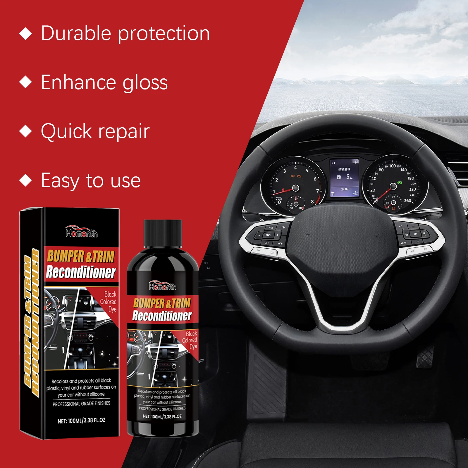 Car Black Part Renovator Back to Black Plastic Trim Restorer Dashboard Coating Scratch Repair Gloss Car Interior Protect Cleaner