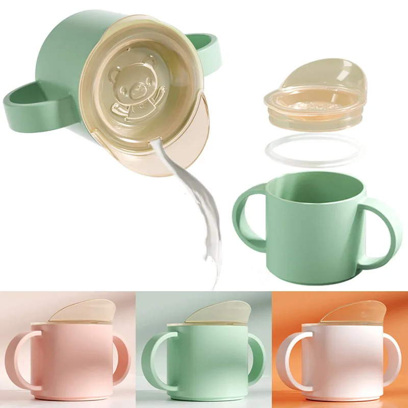 Baby Feeding Cups Kid Learning Drinking Cup Double Handle Flip Lid Leakproof Infants Water Bottle BPA Free