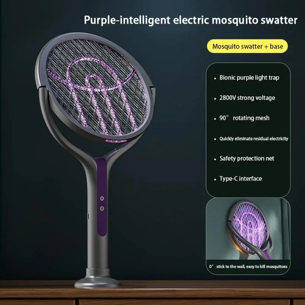 

2800V Scalable Electric Mosquito Swatter USB Rechargeable 2 in 1 Fly Swatter Trap Household Portable Bug Zapper Indoor