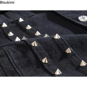 حجم زائد 5XL 6XL سترة جينز رجالية فاسق روك برشام أسود رعاة البقر جينز سترة رجالية أزياء دراجة نارية بلا أكمام جاكيت الدنيم أفضل 10 سترات روك رجالية مبيعا - No5