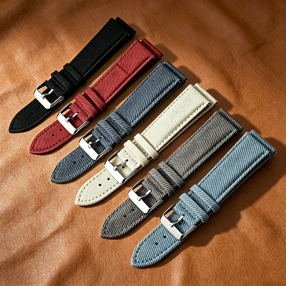 Sailcloth Canvas Watch Strap,18mm/20mm/22mm,Quick Release Pin Buckle,Multicolor Wrist Band for Men & Women Universal Watch Acces