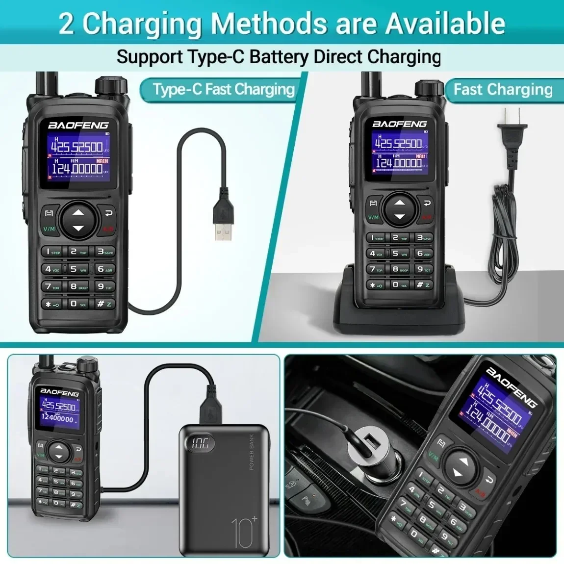 UV-28 PRO Max Baofeng Walkie Talkie 10 Вт Многодиапазонная беспроводная частота копирования Приемник дальнего действия Type-C AM Двусторонняя портативная радиостанция