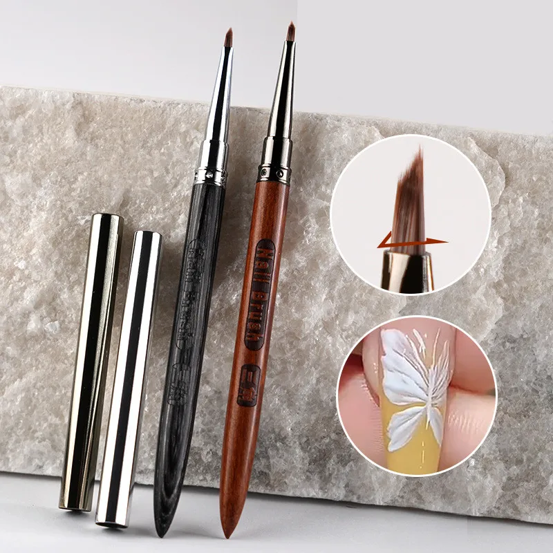 

1/2 шт., треугольная кисть с круглой деревянной ручкой, кисть для дизайна ногтей, ручка для рисования, акриловый гель, УФ-удлинитель, кисть