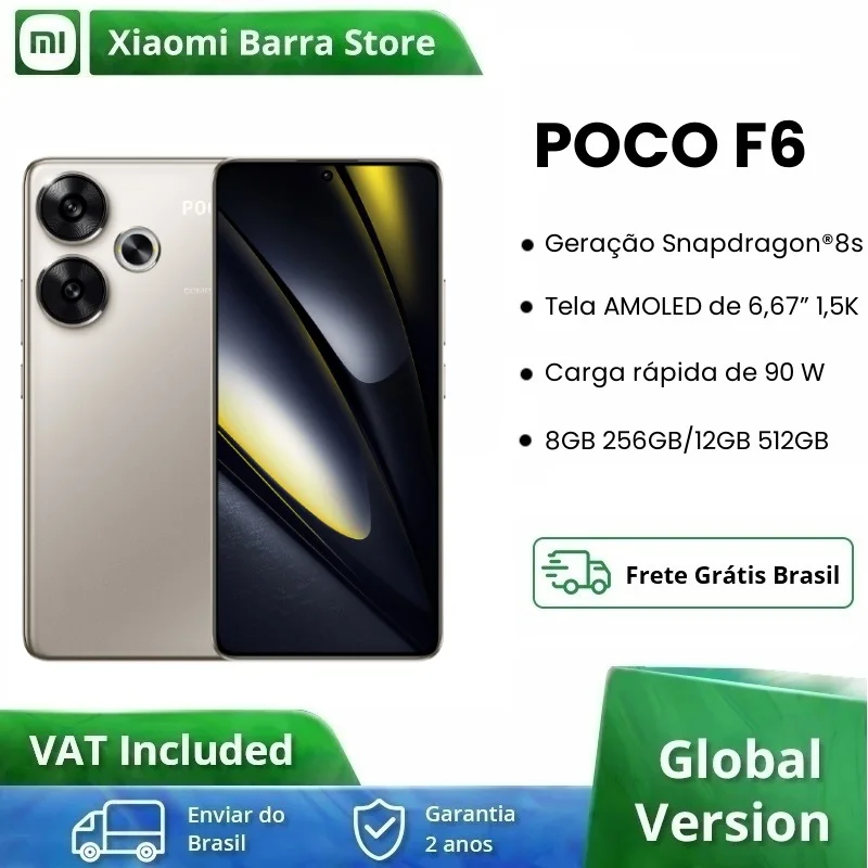 

Смартфон POCO F6 глобальная версия Snapdragon®8s Gen 3 6,67 "1,5 K 120Hz CrystalRes AMOLED 90W Turbo Charging 5000mAh батарея